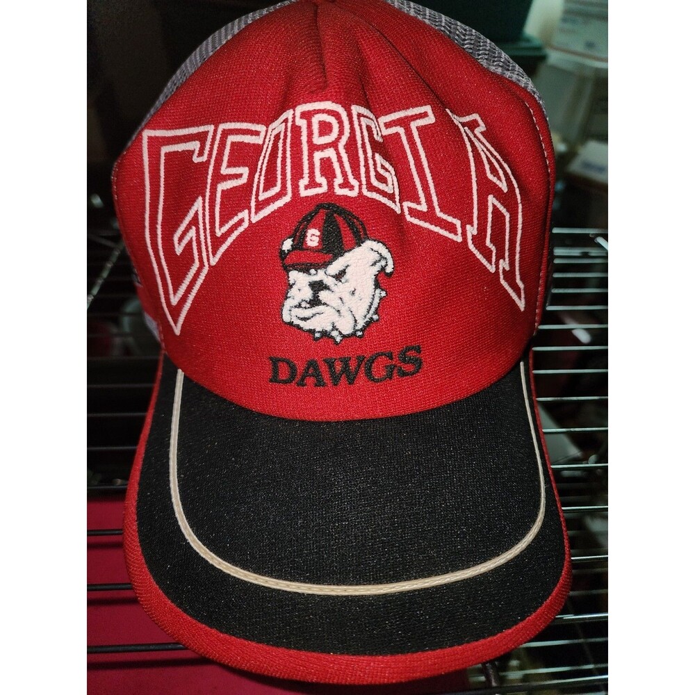 Vintage 1980s Georgia Bulldogs 3 Stripe Trucker Snapback Hat Made In USA RARE